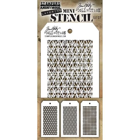 Stampers Anonymous_AGW Tim Holtz Mini Stencil Set 27، مادة صناعية، 21.6 × 9.1 × 0.1 سم in Kuwait