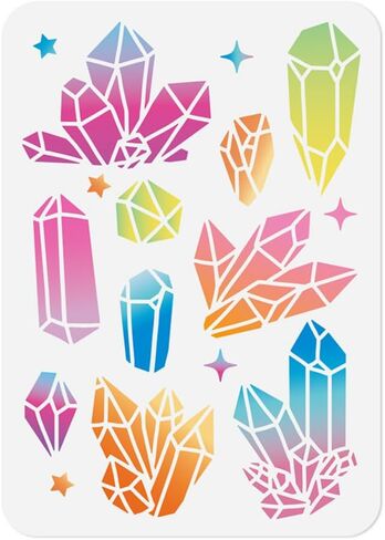 Crystal Stencil for Painting, 11.7"x8.3" Reusable Diamond Stencil Drawing Template, Gem DIY Craft Paint Template for Wall Home Decor Wood Burning Card Canvas Fabric Journal Paper in Saudi Arabia