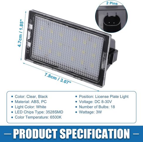 Car 6500K White LED License Plate Light Assembly XFC500040 3528SMD for Land Rover Discovery III IV L319 2004-2018 ABS Clear Black (Set of 2) in Saudi Arabia