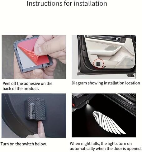 2PCS Car Door Projector Lights, Wireless LED Welcome Lights for Car Doors, Motion Activated Logo Projection Lamps, Battery Powered Magnetic Car Door Lights Universal Vehicle Decoration in Kuwait