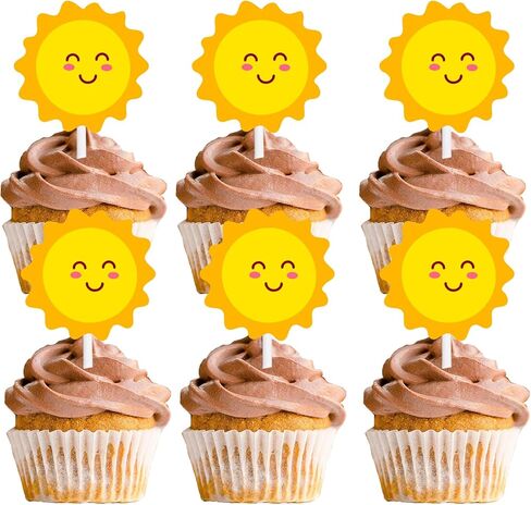18pcs Gold Glitter Sun Cupcake Topper Weather Theme Decor Supplies Baby Shower Girls Boys Happy Birthday Party Decorations in Kuwait