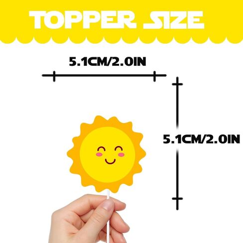 18pcs Gold Glitter Sun Cupcake Topper Weather Theme Decor Supplies Baby Shower Girls Boys Happy Birthday Party Decorations in Kuwait