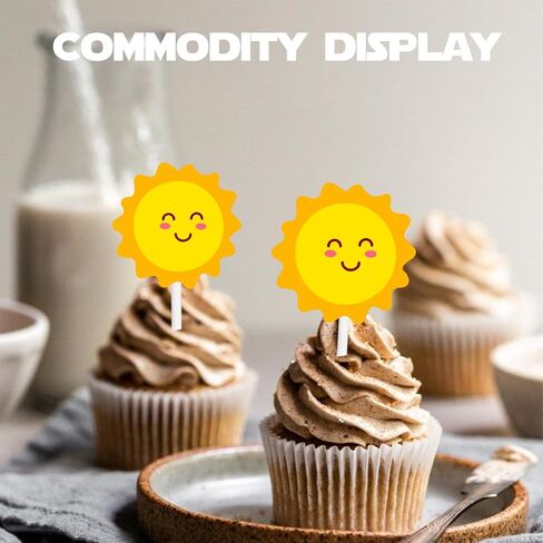 18pcs Gold Glitter Sun Cupcake Topper Weather Theme Decor Supplies Baby Shower Girls Boys Happy Birthday Party Decorations in Kuwait