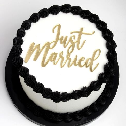 Just Married Cake Topper, Acrylic Gold Wedding Toppers, Funny Wedding Cake Decoration for Bridal Shower Wed ding Engagement Bachelorette Party Decorations in Kuwait