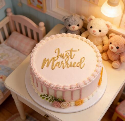 Just Married Cake Topper, Acrylic Gold Wedding Toppers, Funny Wedding Cake Decoration for Bridal Shower Wed ding Engagement Bachelorette Party Decorations in Kuwait