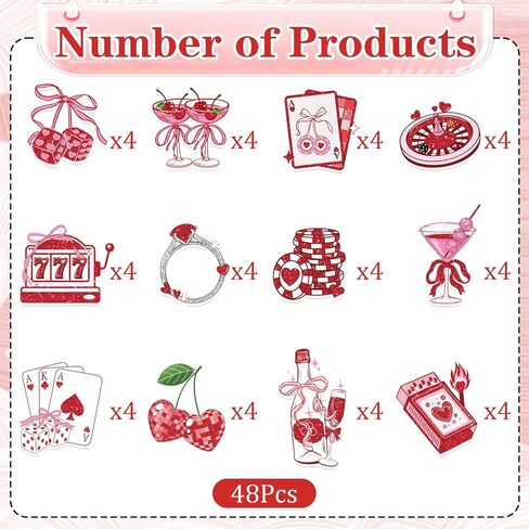 Lucky in Love Bachelorette Decorations - 48 Pcs Lucky in Love Cupcake Toppers Decorations, Vegas Casino Theme Cake Decor for Wedding Bridal Shower Party in Saudi Arabia