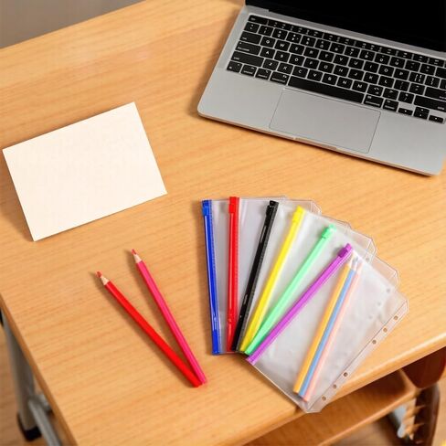 30PCS A6 Binder Pockets 6 Holes Budget Small Plastic Cash Envelopes Multicolor Zipper Clear Money Organizer for Cash Stuffing PVC Planner Inserts Binder Pouches Loose Leaf Document Pouch Filing Bags in Kuwait