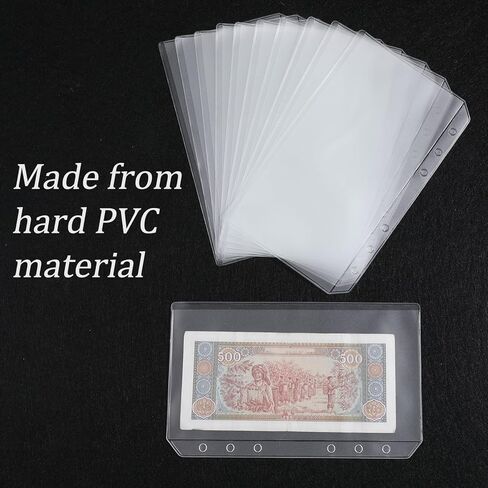 12 Pcs A6 Binder Pockets, Budget Envelopes Clear PVC Binders A6 Binder Inserts 6 Holes Zipperless Side Open for Cash Budgeting Photos in Kuwait