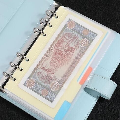 12 Pcs A6 Binder Pockets, Budget Envelopes Clear PVC Binders A6 Binder Inserts 6 Holes Zipperless Side Open for Cash Budgeting Photos in Kuwait