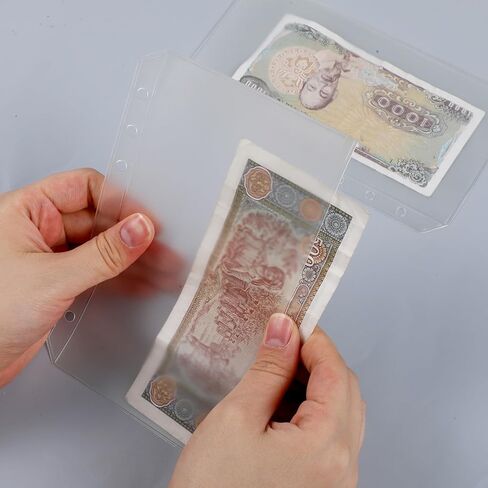 12 Pcs A6 Binder Pockets, Budget Envelopes Clear PVC Binders A6 Binder Inserts 6 Holes Zipperless Side Open for Cash Budgeting Photos in Kuwait