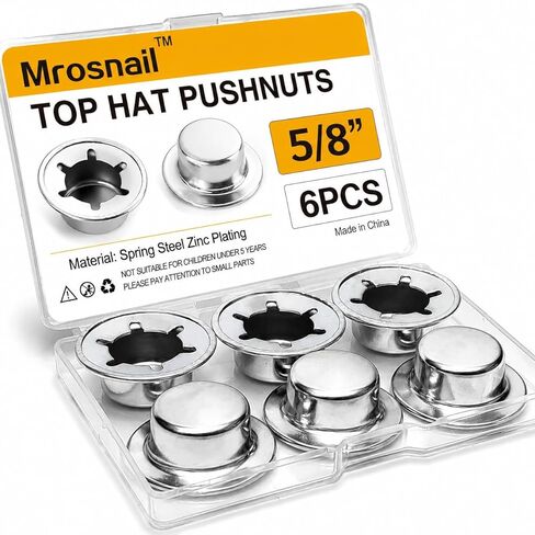 6-Pack Spring Steel Push On Pushnut Caps – Zinc Plated Washer Caps for 5/8" Axles – Hand Trucks, Rolling Bins, Lawn Wagons – Alternative to Cotter Pins in Saudi Arabia