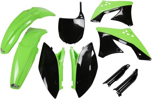 UFO Plast Full Plastic Kit Green/Black Compatible with Kawasaki KX250F 2009-2012 - KAKIT212F@999 in Saudi Arabia