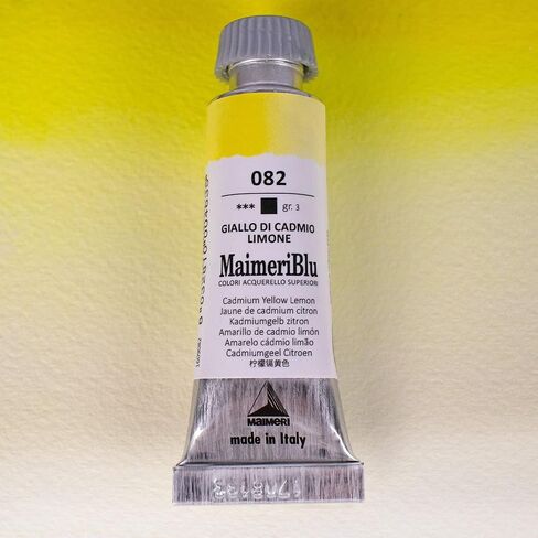MaimeriBlu 12ml Single-Pigment Watercolor Paint - Cadmium Yellow Lemon PY35 Professional Watercolor Paint - Lightfast and Transparent Watercolor Paint Tube for Artists in Kuwait