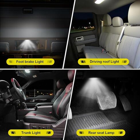 مصابيح LED بيضاء داخلية متوافقة مع 1999-2016 Ford F-250 F-350 Super Duty Trucks استبدال المصابيح أضواء الخريطة وأضواء القبة وأضواء لوحة الترخيص (6000K أبيض 14 قطعة) in Kuwait