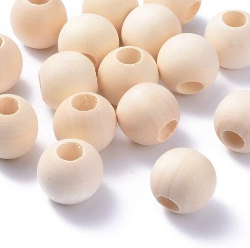 Ornazy 250Pcs 25mm Wood Round Spacer Beads Wooden Large Hole Craft Balls Natural Unfinished Macrame Beads for Jewelry Making DIY Accessories in Saudi Arabia
