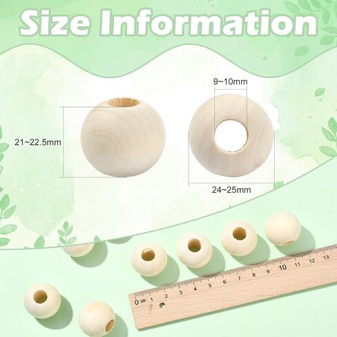 Ornazy 250Pcs 25mm Wood Round Spacer Beads Wooden Large Hole Craft Balls Natural Unfinished Macrame Beads for Jewelry Making DIY Accessories in Saudi Arabia