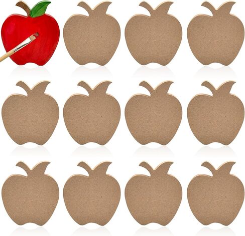 12 Pcs Apples Shaped Wooden Cutouts Unfinished Apple Shaped Table Signs Back to School Table Decor for First Day of School Classroom Office Party Decor DIY Art Craft, 4 Inches in Saudi Arabia