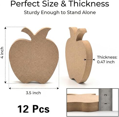 12 Pcs Apples Shaped Wooden Cutouts Unfinished Apple Shaped Table Signs Back to School Table Decor for First Day of School Classroom Office Party Decor DIY Art Craft, 4 Inches in Saudi Arabia