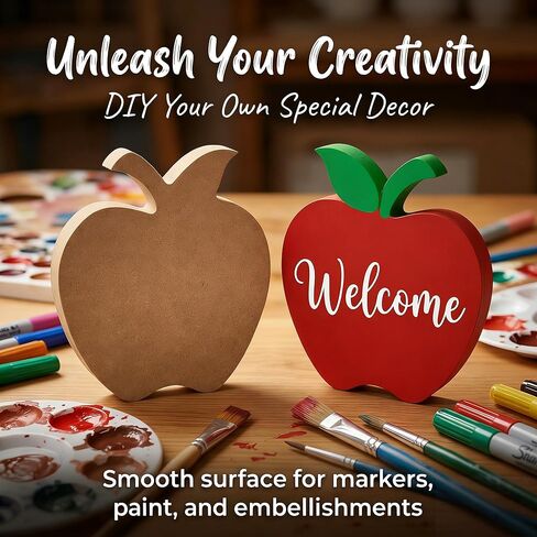 12 Pcs Apples Shaped Wooden Cutouts Unfinished Apple Shaped Table Signs Back to School Table Decor for First Day of School Classroom Office Party Decor DIY Art Craft, 4 Inches in Saudi Arabia