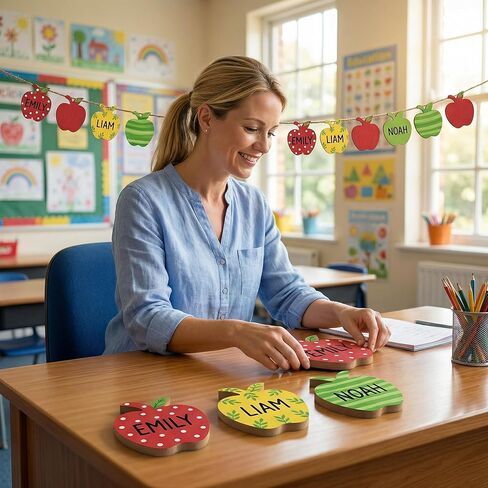 12 Pcs Apples Shaped Wooden Cutouts Unfinished Apple Shaped Table Signs Back to School Table Decor for First Day of School Classroom Office Party Decor DIY Art Craft, 4 Inches in Saudi Arabia