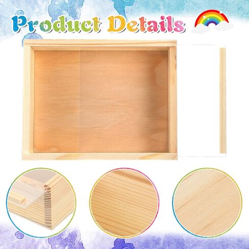 10 Pcs Unfinished Wood Boxes, 6.3 x 4.9 x 1.8 Inch Small Rectangle Crates Wooden Box with Lid for DIY Birthday Party Favor Gift Supplies in Kuwait