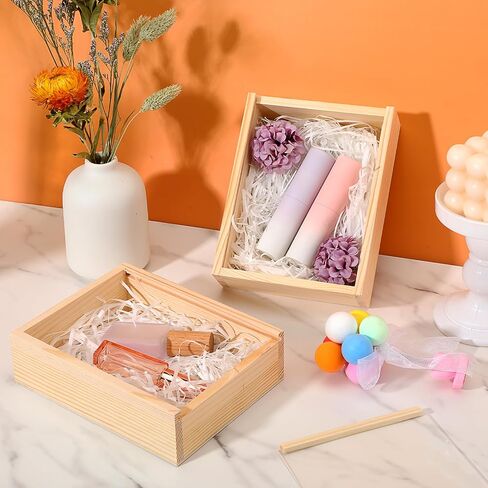 10 Pcs Unfinished Wood Boxes, 6.3 x 4.9 x 1.8 Inch Small Rectangle Crates Wooden Box with Lid for DIY Birthday Party Favor Gift Supplies in Kuwait