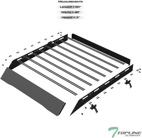 7422445441416 Compatible with 2022-2026 Frontier Crew Cab Black Modular Window Frames Roof Rack Cargo Basket Luggage Carrier with Wind Fairing in Kuwait