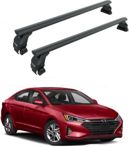 Heavy Duty Aluminum Roof Rack Cross Bars for Hyundai Elantra (1997-2026), 330lbs Capacity, T-Slot Channel, Lockable, No-Drill Installation (Black, 2013-2018 HB Roof Rack Cross Bars Fix Point) in Saudi Arabia