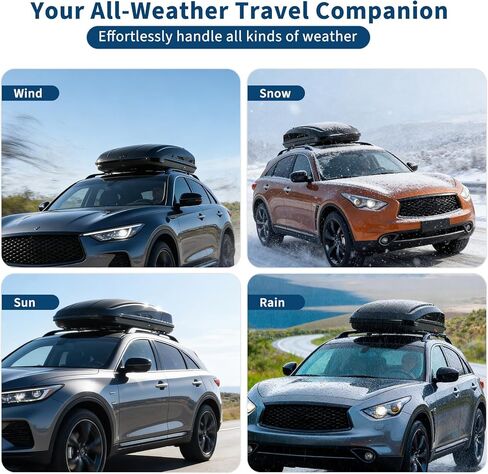 19.4 Cu ft Dual-Side Opening Rooftop Cargo Carrier, 165Lbs Capacity Hard Shell Roof Box with Secure Locking System & Reinforced Straps for SUV/Truck Travel Storage in Saudi Arabia