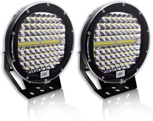 408W 2PCS 40800LM Trucks Tractor LED Work Lights, 9 Inch Round LED Off Road Lights Vehicle Accessories for Snowmobile SUV ATV UTV Golf Car Boat Mower Snowplow, Black in Saudi Arabia