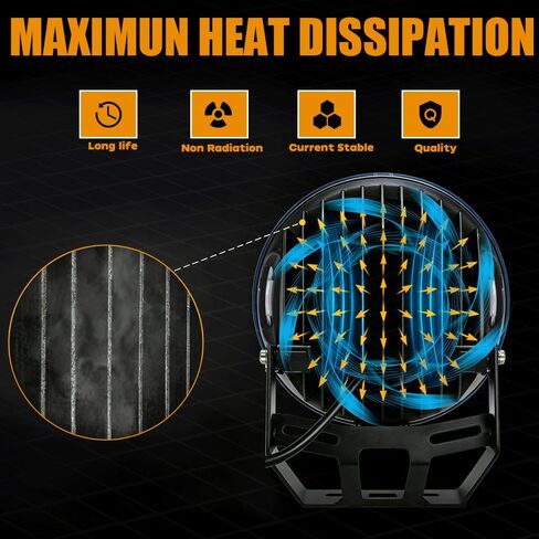 408W 2PCS 40800LM Trucks Tractor LED Work Lights, 9 Inch Round LED Off Road Lights Vehicle Accessories for Snowmobile SUV ATV UTV Golf Car Boat Mower Snowplow, Black in Saudi Arabia