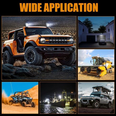 408W 2PCS 40800LM Trucks Tractor LED Work Lights, 9 Inch Round LED Off Road Lights Vehicle Accessories for Snowmobile SUV ATV UTV Golf Car Boat Mower Snowplow, Black in Saudi Arabia