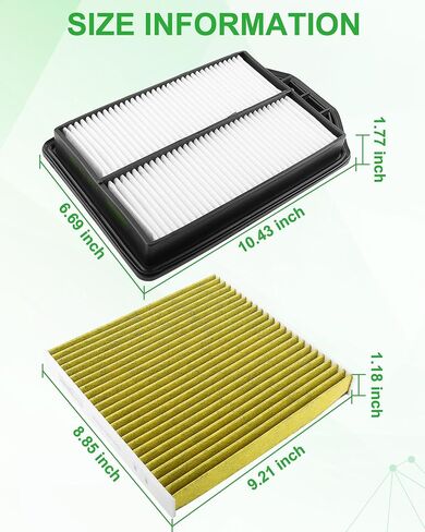 Activated Carbon Cabin & Engine Air Filter Set fit for Honda CR-V L4-2.4L Gas (2007-2009), Replacement 80292-SDA-A01, 17220-RZA-000 in Saudi Arabia