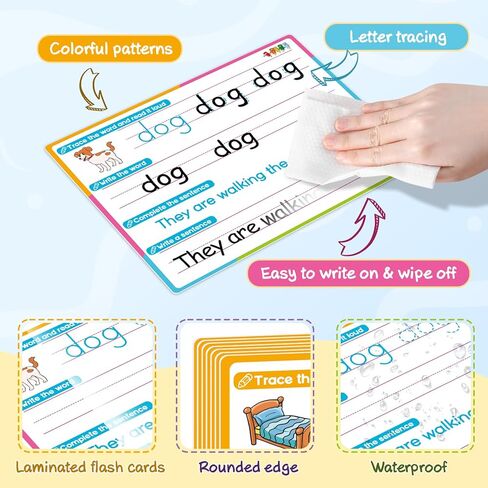 CVC Word Games Sentence Building for Kids, Sight Words Flash Cards Phonics Games Learn to Write Workbooks, Preschool Kindergarten Learning Activities Classroom Must Haves Homeschool Supplies in Saudi Arabia