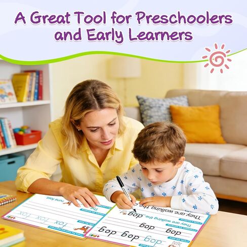 CVC Word Games Sentence Building for Kids, Sight Words Flash Cards Phonics Games Learn to Write Workbooks, Preschool Kindergarten Learning Activities Classroom Must Haves Homeschool Supplies in Saudi Arabia