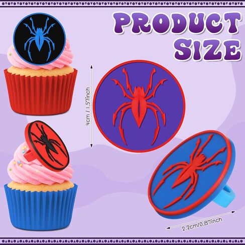 LemonRoad 60 Pcs Spider Cupcake Rings Spider themed birthday Cake Toppers Red Blue Cake Dessert Food Safe Decorations for Birthday Halloween Party Gifts Classroom Prizes in Saudi Arabia
