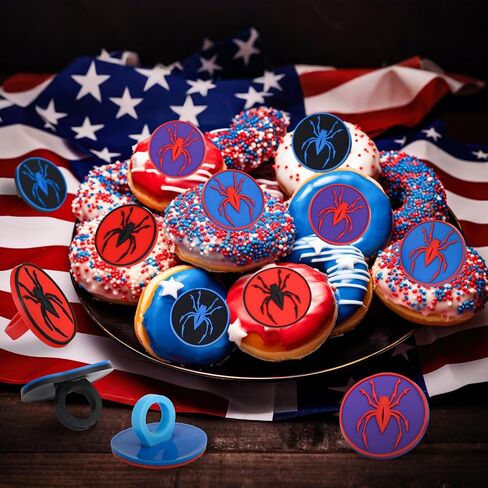 LemonRoad 60 Pcs Spider Cupcake Rings Spider themed birthday Cake Toppers Red Blue Cake Dessert Food Safe Decorations for Birthday Halloween Party Gifts Classroom Prizes in Saudi Arabia
