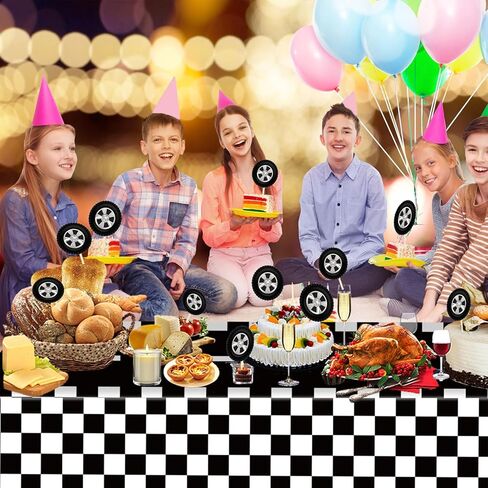 50PCS Tire Cupcake Topper,Racing Wheel Cake Topper,Tyre Cake Decorations for Baby Shower Birthday Party, Racing Theme Party Boys Girls Happy Birthday Party Decorations in Saudi Arabia