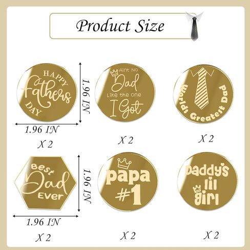 12 Pcs Happy Father's Day Cupcake Toppers Acrylic Mirror Disc Best Dad Ever Cake Toppers World Greatest Dad Cake Engraved Topper Charms Decorations for Dad Day Party Supplies (Gold) in Saudi Arabia