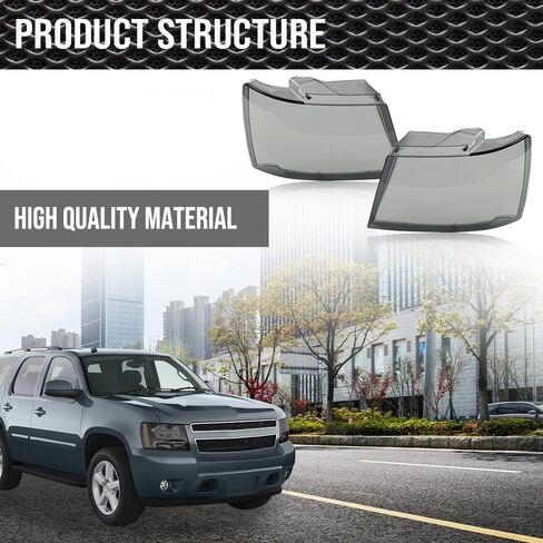 غطاء عدسة المصابيح الأمامية CNNELL متوافق مع Chevy Tahoe Suburban 1500 2007-2014/متوافق مع Chevy Avalanche Suburban 2500 07-13 غطاء المصباح الأمامي Smoky Lens GM2503263 GM2502263 20675500 20675600 in Kuwait