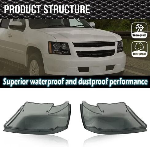 غطاء عدسة المصابيح الأمامية CNNELL متوافق مع Chevy Tahoe Suburban 1500 2007-2014/متوافق مع Chevy Avalanche Suburban 2500 07-13 غطاء المصباح الأمامي Smoky Lens GM2503263 GM2502263 20675500 20675600 in Kuwait