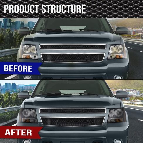 غطاء عدسة المصابيح الأمامية CNNELL متوافق مع Chevy Tahoe Suburban 1500 2007-2014/متوافق مع Chevy Avalanche Suburban 2500 07-13 غطاء المصباح الأمامي Smoky Lens GM2503263 GM2502263 20675500 20675600 in Kuwait