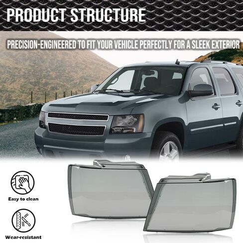 غطاء عدسة المصابيح الأمامية CNNELL متوافق مع Chevy Tahoe Suburban 1500 2007-2014/متوافق مع Chevy Avalanche Suburban 2500 07-13 غطاء المصباح الأمامي Smoky Lens GM2503263 GM2502263 20675500 20675600 in Kuwait