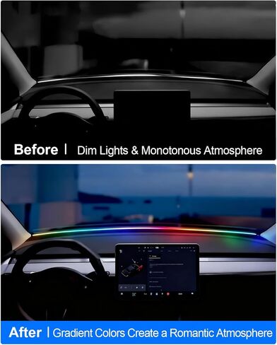 for Tesla LED Car Ambient Lighting Strip Model Y Juniper Model 3 Highland Accessories 2017-2026 Dashboard Windshield Interior LED Light Strip Waterproof Decoration Atmosphere Ambient Lighting in Saudi Arabia