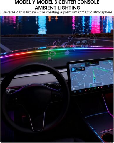 for Tesla LED Car Ambient Lighting Strip Model Y Juniper Model 3 Highland Accessories 2017-2026 Dashboard Windshield Interior LED Light Strip Waterproof Decoration Atmosphere Ambient Lighting in Saudi Arabia
