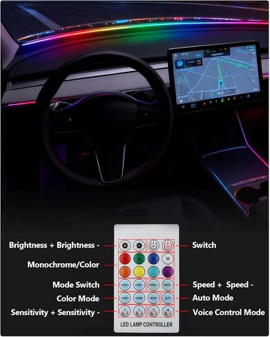 for Tesla LED Car Ambient Lighting Strip Model Y Juniper Model 3 Highland Accessories 2017-2026 Dashboard Windshield Interior LED Light Strip Waterproof Decoration Atmosphere Ambient Lighting in Saudi Arabia