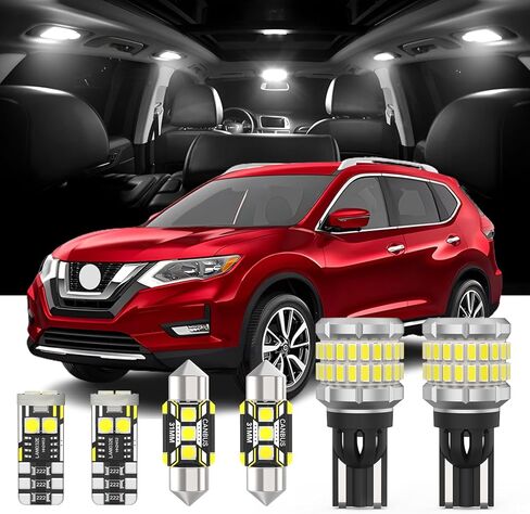 9 Pieces Interior LED Light Kit + Back Up Bulb Reverse Lights for Nissan Rogue T32 2014-2020 White LED Backup Light + Interior Bulb Package, Install Tool in Saudi Arabia