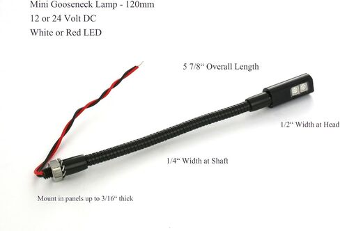 PilotLights Mini Gooseneck Panel Light - Red LED, 12VDC in Saudi Arabia
