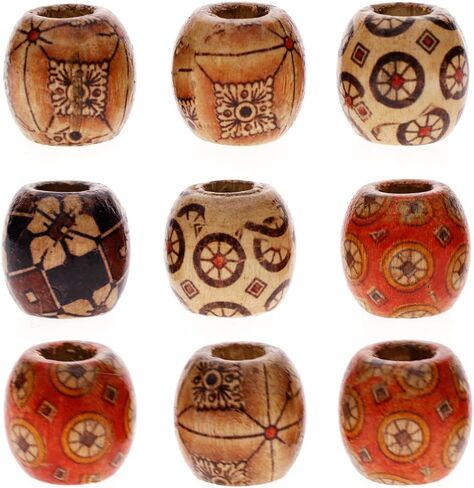 Keyzone Wholesale 100pcs 12mm Mixed Painted Drum Wood Spacer Beads Wooden Beads for DIY Jewelry Making Hair Accessories in Saudi Arabia