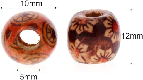 Keyzone Wholesale 100pcs 12mm Mixed Painted Drum Wood Spacer Beads Wooden Beads for DIY Jewelry Making Hair Accessories in Saudi Arabia